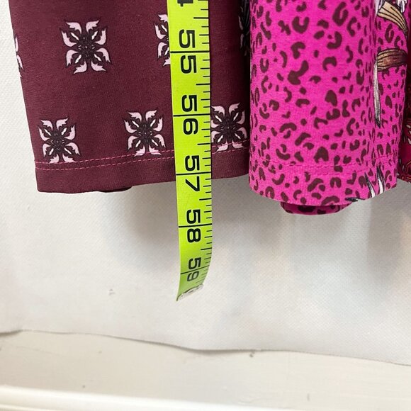 White House Black Market Pink Mixed Print Matte Jersey Maxi Dress V-Neck LARGE - Picture 7 of 7